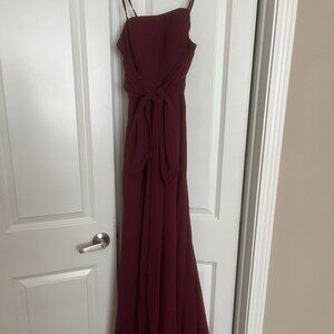 AZAZIE COSETTE Flowy Side Slit Chiffon Long Dress Cabernet